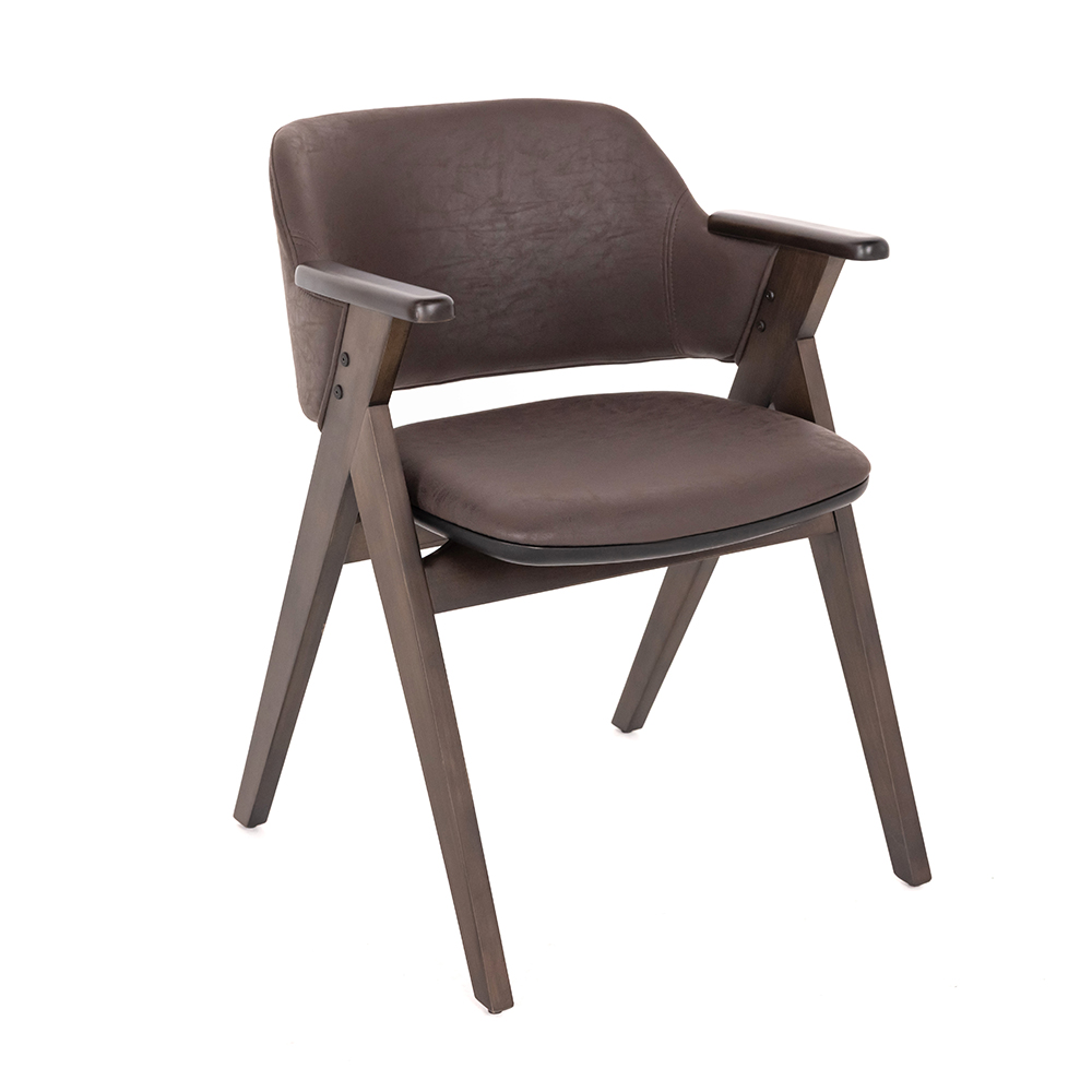 Kalın Gövdeli Kollu Deri Sandalye