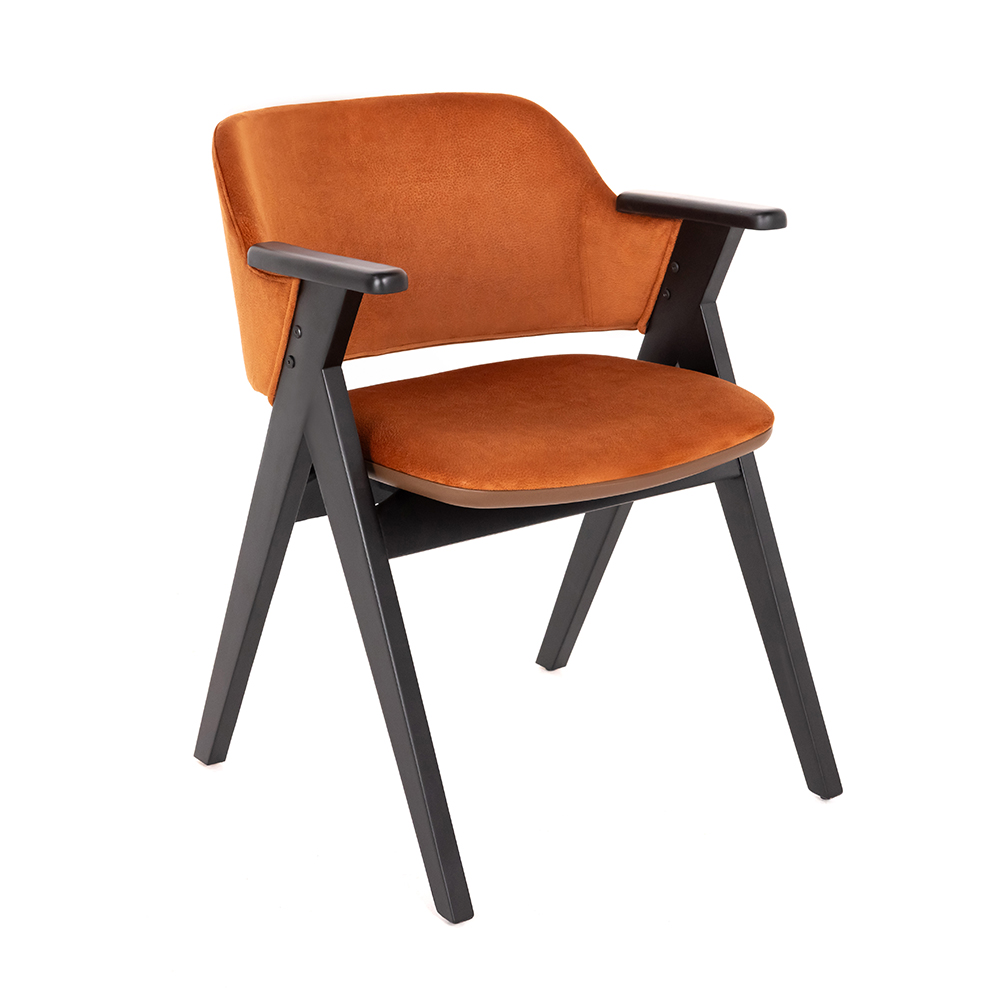 Kalın Gövdeli Kollu Deri Sandalye - Görsel 2