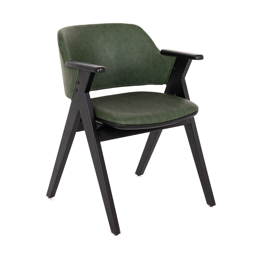 Kalın Gövdeli Kollu Deri Sandalye - Görsel 4