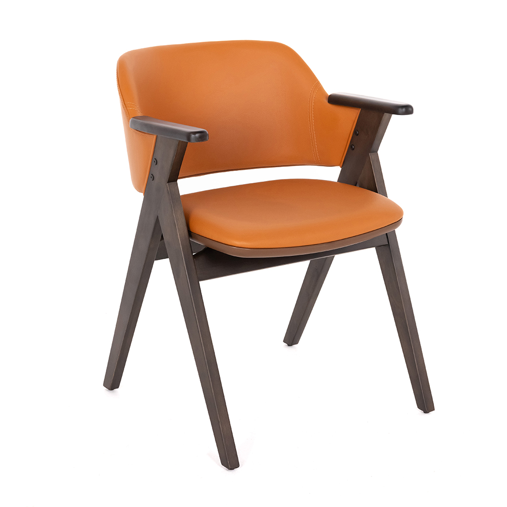 Kalın Gövdeli Kollu Deri Sandalye - Görsel 6