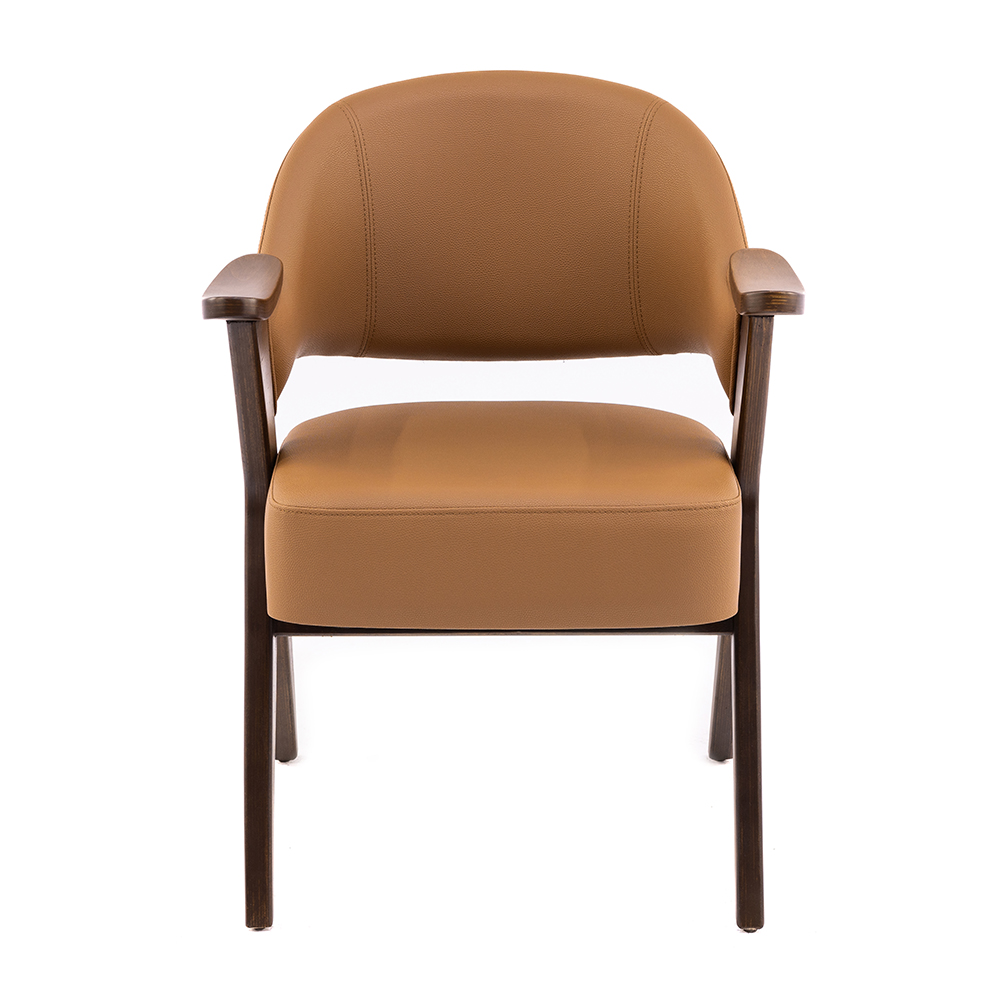 Kollu Ahşap Deri Sandalye