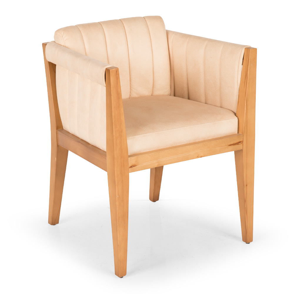 Kollu Ahşap Kumaş Döşemeli Sandalye