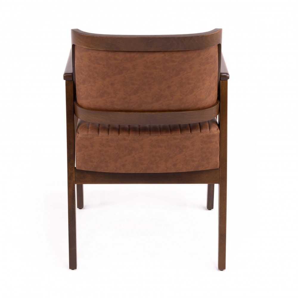 Masif Ahşap Kollu Deri Sandalye - Görsel 4