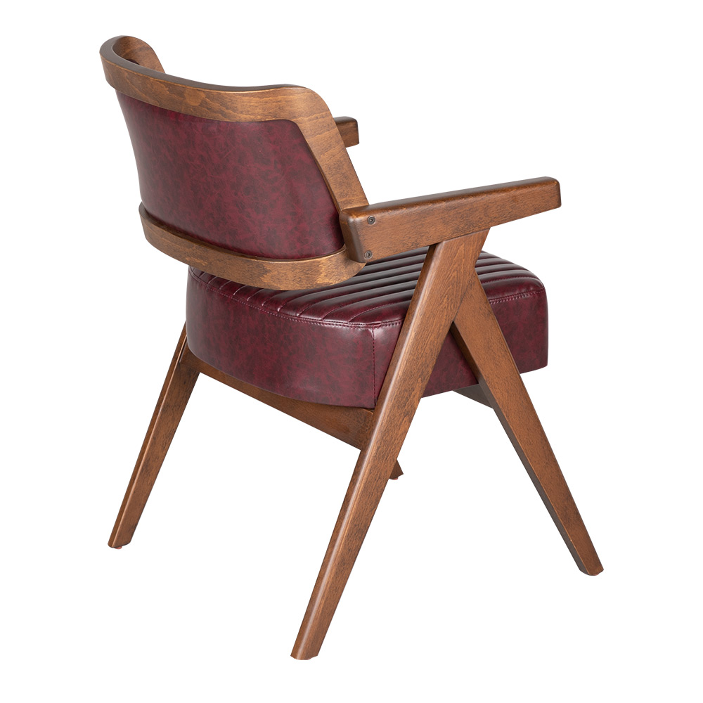 Masif Ahşap Kollu Deri Sandalye - Görsel 5